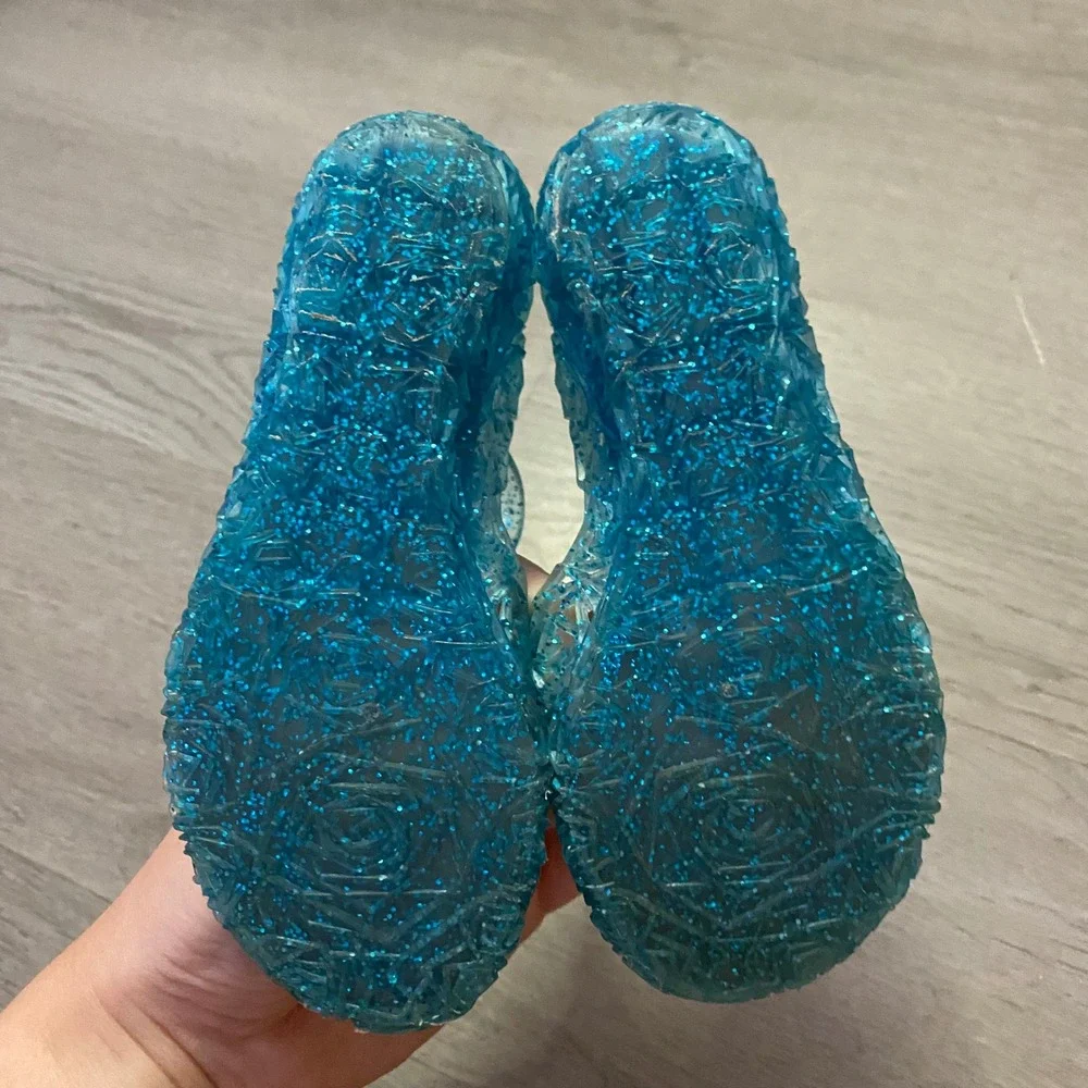 Jelly Shoes Kids Size 8 Blue Glitter Princess Dress Up Mary Jane